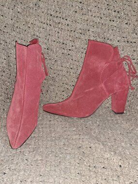 FLORENCE KOOIJMAN-Red Suede 2-Tone-Fold/Tie Wrap Booties-Sz 7UK/9US-Excellent